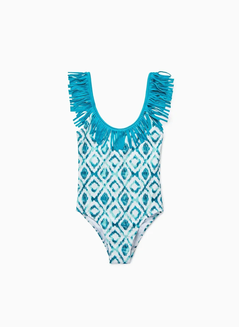 Zippy Swimsuit with Fringes UPF 60 for Girls 'You&Me', Turquoise