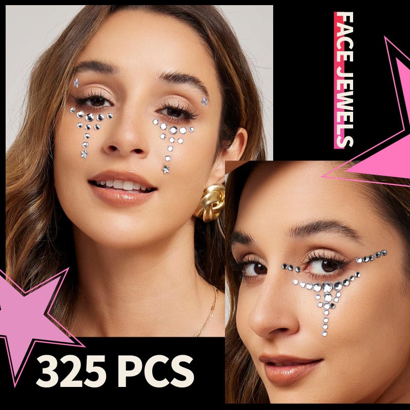 YGDZ Face Gems Face Jewels, Self Adhesive Hair Gems Festival Star Rhinestone Stickers for Face, Eye, Makeup, Body, Stick on Gems, Rave Accessories, Y2K Star Face Stickers for Kids, Women - Image 5