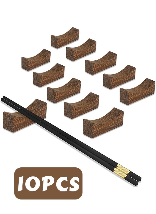 GIFT 10PCS Wooden Chopstick Rests and Holders for Home, Hotel, Resta, urant Natural Premium Chopsticks Holders, Spoon Fork Knife Stand Rack Set - Image 1