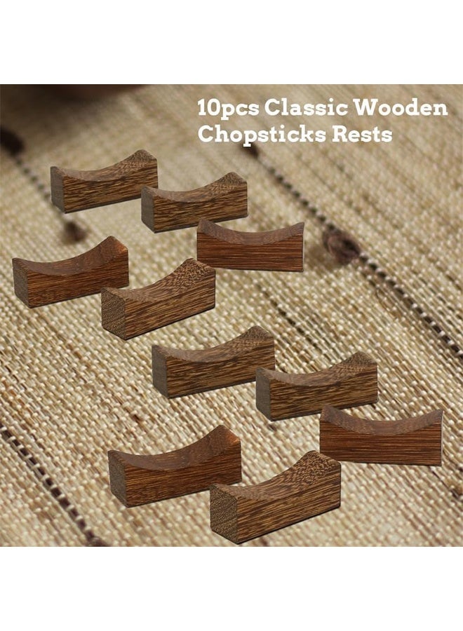 GIFT 10PCS Wooden Chopstick Rests and Holders for Home, Hotel, Resta, urant Natural Premium Chopsticks Holders, Spoon Fork Knife Stand Rack Set - Image 4