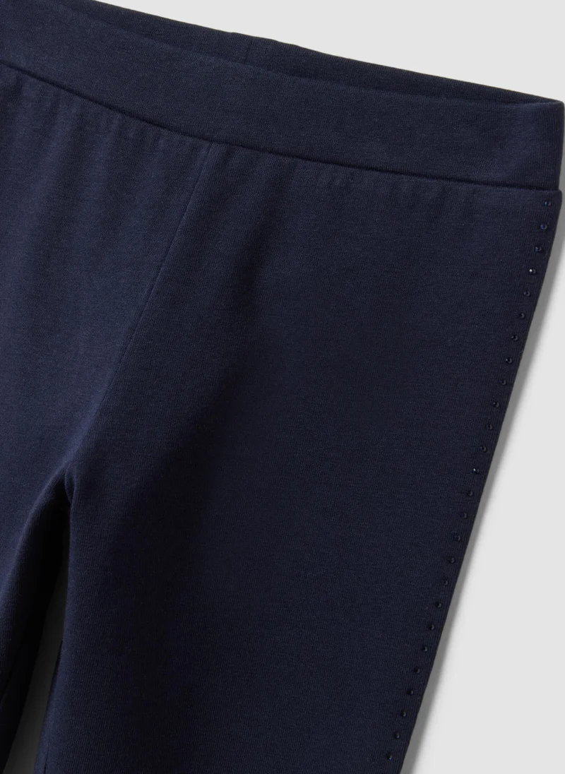Ovs  OVS Blue Stretch Organic Cotton Leggings With Rhinestones For Girls for Women | Best Price UAE