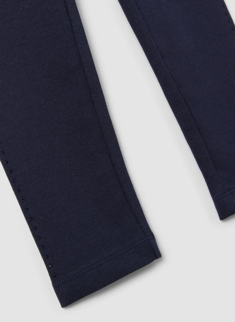 Ovs  OVS Blue Stretch Organic Cotton Leggings With Rhinestones For Girls for Women | Best Price UAE