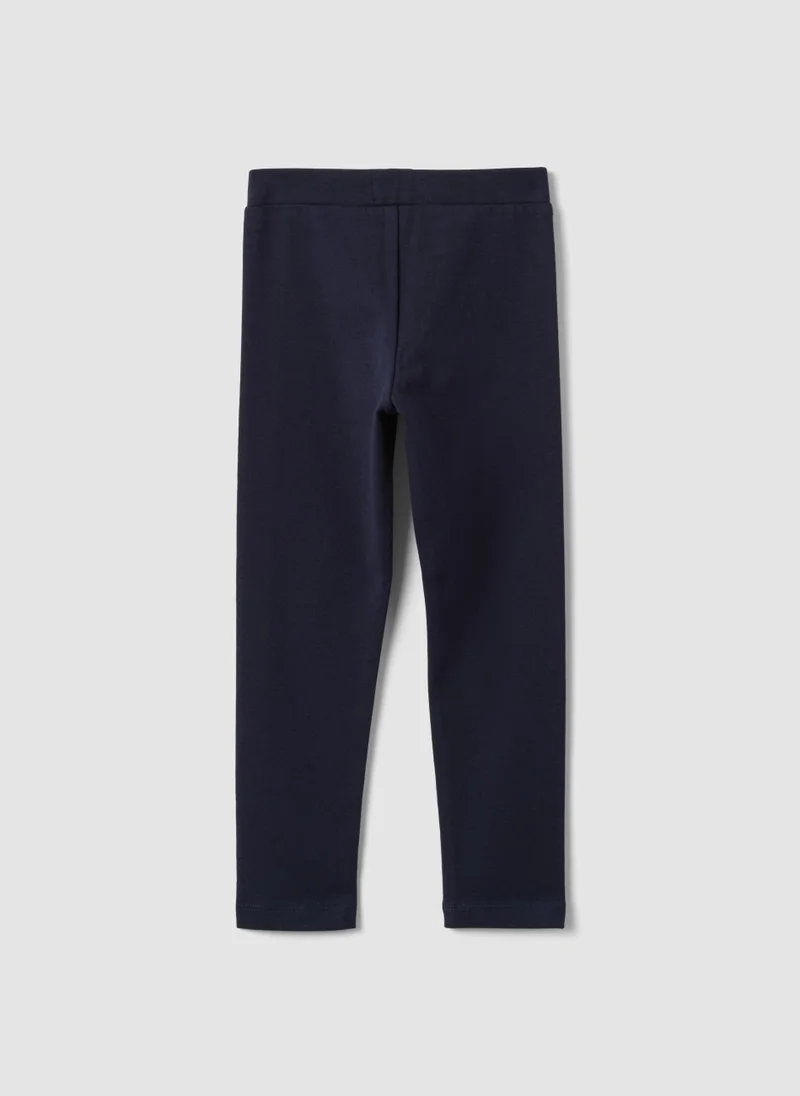 Ovs OVS Blue Stretch Organic Cotton Leggings With Rhinestones For Girls