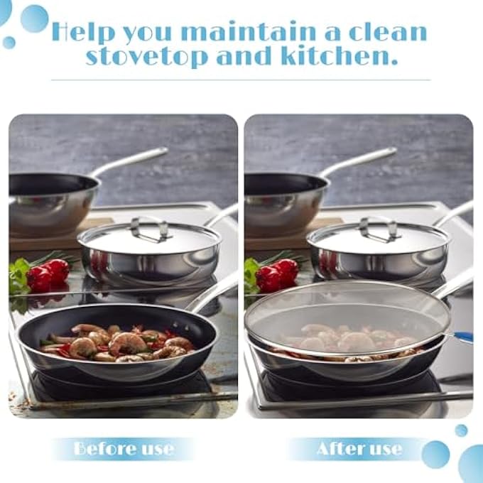 KASTWAVE Splatter Screen Splash Guard For Frying Pan 8 Inch Stainless Steel Grease Splatter Guard With Handle Hot Oil Splash Guard Fine Mesh Frying Pan Shield For Kitchen Cooking Supplies Blue Handle - Image 5