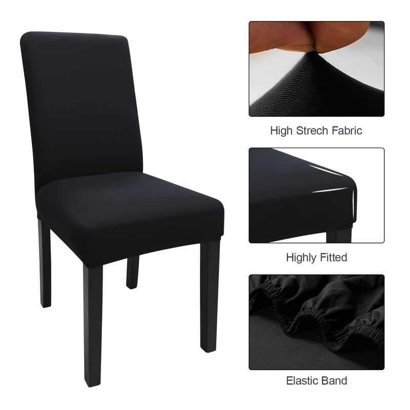 Keyroal Dining Room Chair Covers Set of 8  Stretch Solid Color Parsons Chair Slipcovers Spandex Removable Washable Kitchen Chair Protector Cover for Dining Room  Hotel  Ceremony(Black) - Image 4