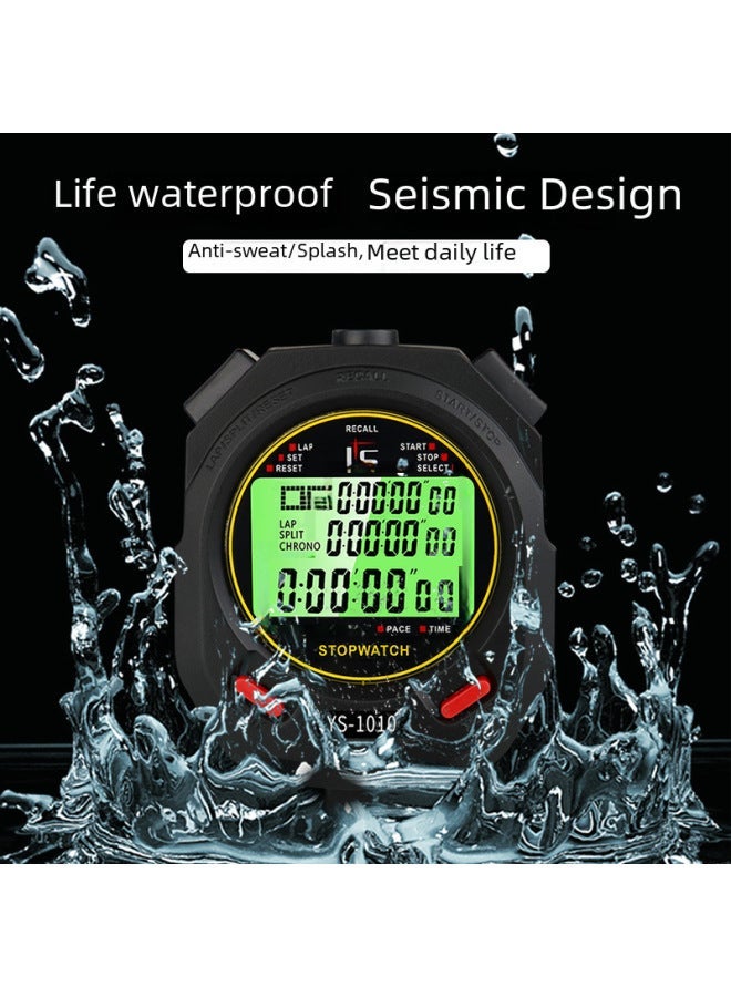 Generic Professional Training Stopwatch Timer Night Light Electronic Clock Running Track Field Sports Outdoor Timing Device-Display Accuracy:1010 Luminous 10 Runway  - Image 2