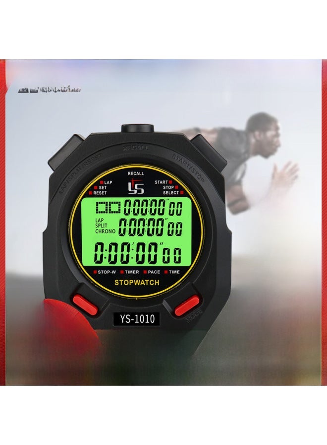 Generic Professional Training Stopwatch Timer Night Light Electronic Clock Running Track Field Sports Outdoor Timing Device-Display Accuracy:1010 Luminous 10 Runway  - Image 1