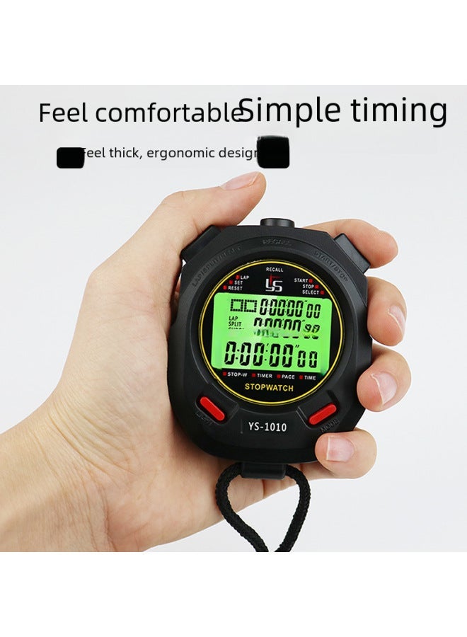 Generic Professional Training Stopwatch Timer Night Light Electronic Clock Running Track Field Sports Outdoor Timing Device-Display Accuracy:1010 Luminous 10 Runway  - Image 3