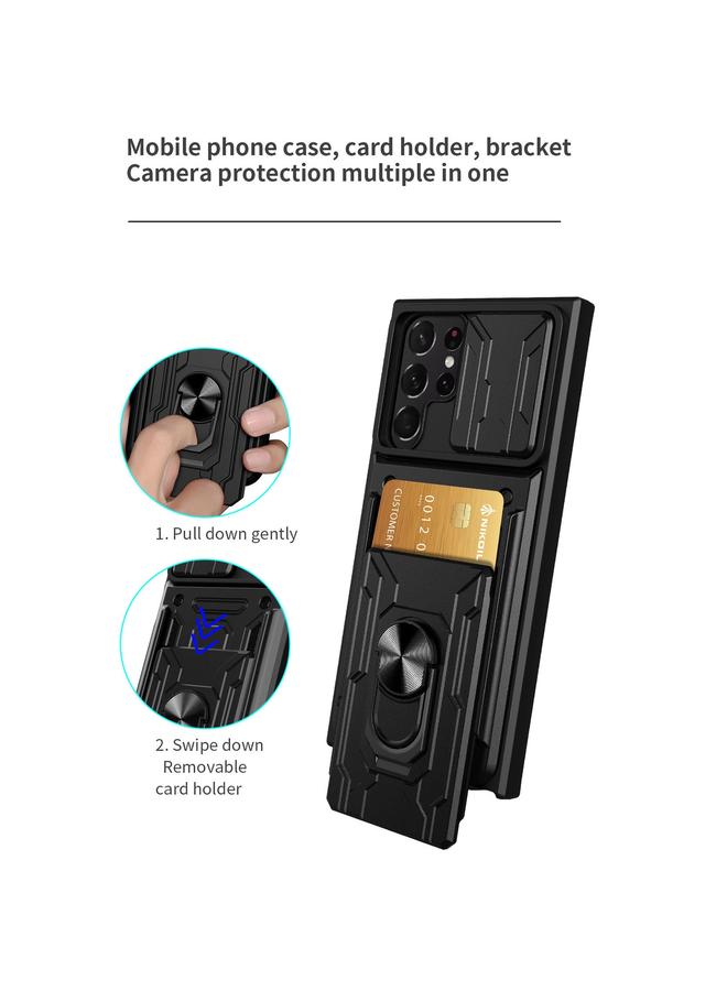 اس-توب جراب لهاتف Samsung Galaxy S22 Ultra 5G، جراب هاتف منزلق مزود ببطاقة كاميرا - Image 4