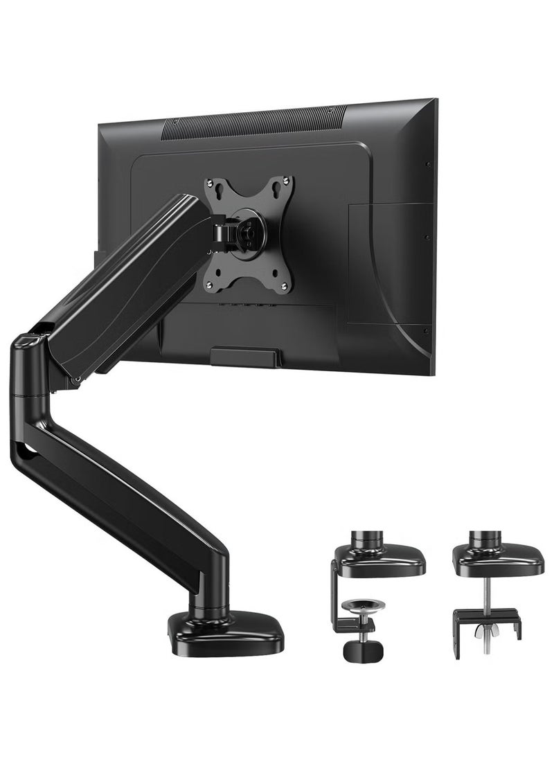 TIGER Single Monitor Arm for 13-32 Inch Monitors, Gas Spring Arm with 360° Rotation, VESA 75x75/100x100mm, C-Clamp & Grommet Base, Adjustable Stand for Monitors up to 8KG – Ergonomic Desk Mount for Home & Office Use  - Image 1