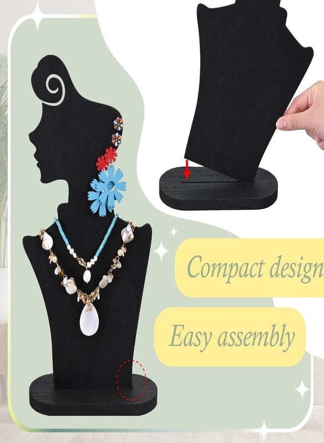 MOOCA 2 Pcs Necklace Earring Holder, Mannequin for Jewelry Display, Organizer for Multi Necklaces and Earrings, Portable Design, Black Color, 8.1”W x 4.3”D x 15.6”H - Image 3
