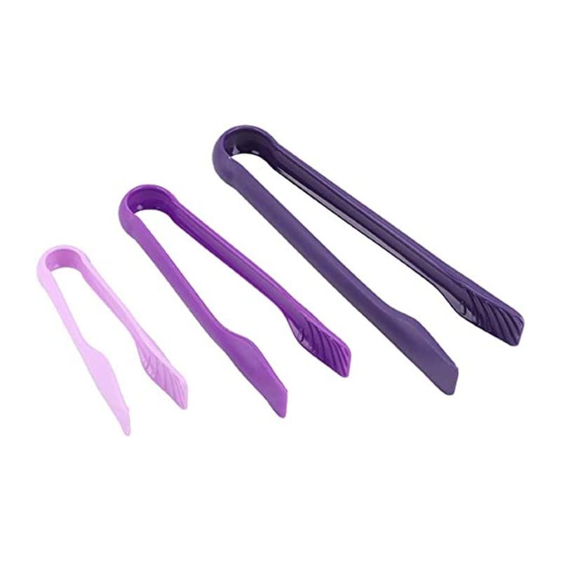 TOMATUS® 3 Pcs Serving Tongs Plastic Kitchen Tongs Reusable Non-Stick Party Essential for Cooking Baking Salad Steak Vegetable Ice Serving Tools - Image 1