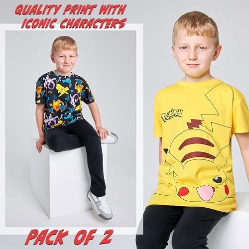 Pokemon Boys Crew Neck T-Shirts, Soft Breathable Material Pack of 2 Boys Gifts (Black/Yellow, 5-6 Years) - Image 5