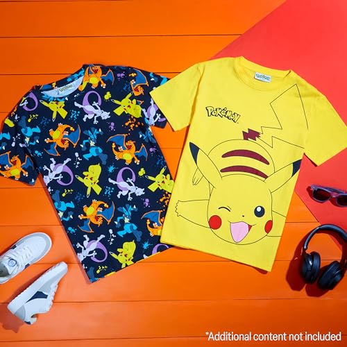 Pokemon Boys Crew Neck T-Shirts, Soft Breathable Material Pack of 2 Boys Gifts (Black/Yellow, 5-6 Years) - Image 2