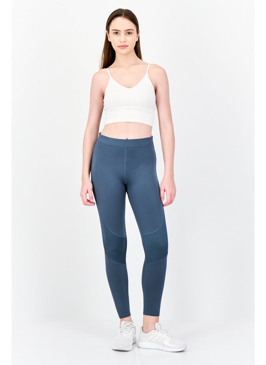 Reebok Women Sportswear Fit Brand Logo Outdoor Leggings, Teal Blue  - Image 3