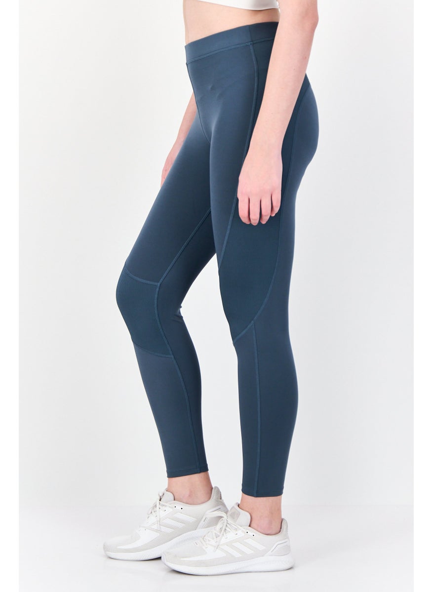 Reebok Women Sportswear Fit Brand Logo Outdoor Leggings, Teal Blue  - Image 2