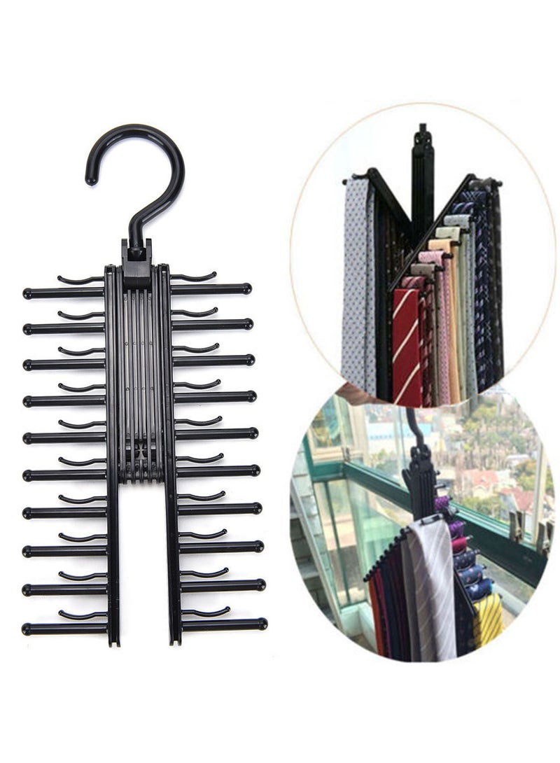 Adjustable 360° Rotating Hook 20 Tie Belt Scarf Compact Hanger Rack Holder Black,2 PCS  - Image 2