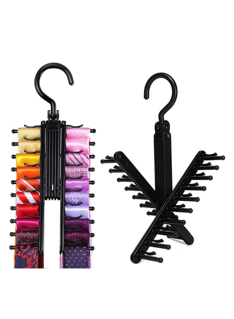 Adjustable 360° Rotating Hook 20 Tie Belt Scarf Compact Hanger Rack Holder Black,2 PCS  - Image 4