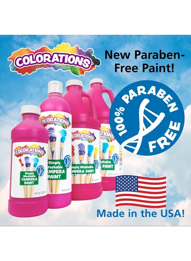 Colorations Paraben-Free Simply Washable Tempera Paint, Rainbow Plus 8 Pack, Matte Finish, Classroom Supplies, Vibrant Colors, Non-Toxic, Washes Off Easily, School, Craft, Art Supply Set, Each 16oz - Image 2