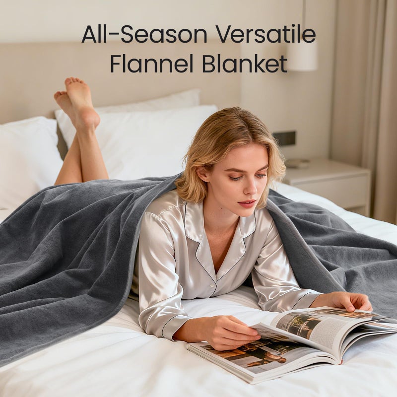 LOOBANI Waterproof Throw Blanket for Couch: Reversible Leakproof Couch Blanket 40" x 60", Soft Flannel & Coral Fleece Bed Blanket Stain-Proof for Sofa Cover, Pet Accidents, Travel, Grey - Image 5