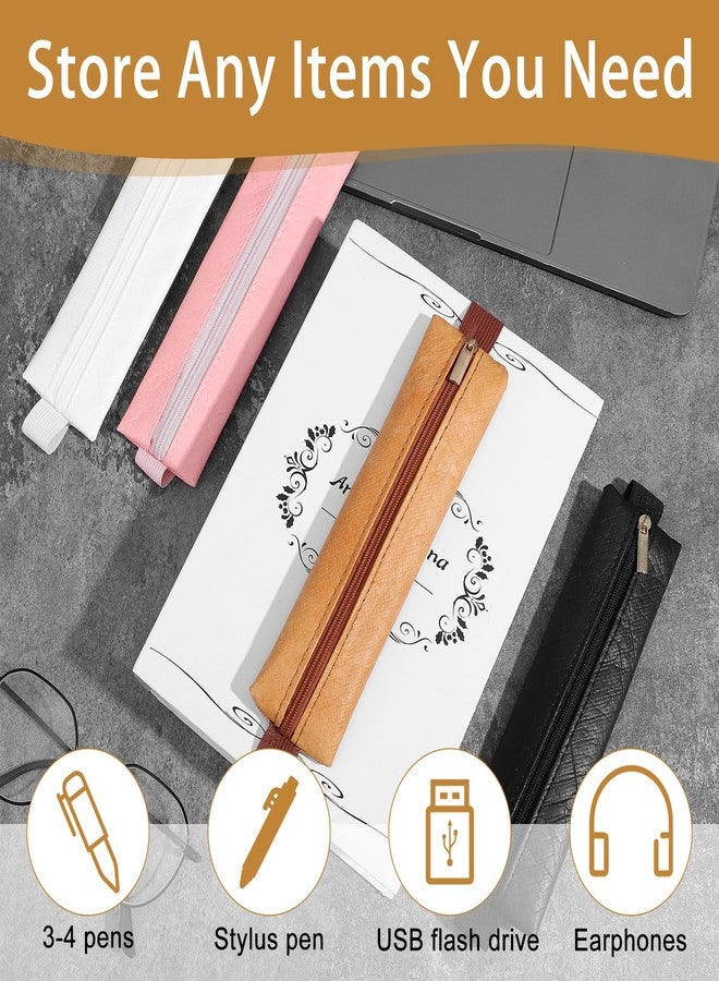 Bremorou Elastic Pen Holder For Notebook Adjustable Pu Leather Pen Sleeve Pouch With Elastic Strap Band Detachable Straps For Journal Planner And Books 4 Colors (White, Black, Pink, Caramel) - Image 4