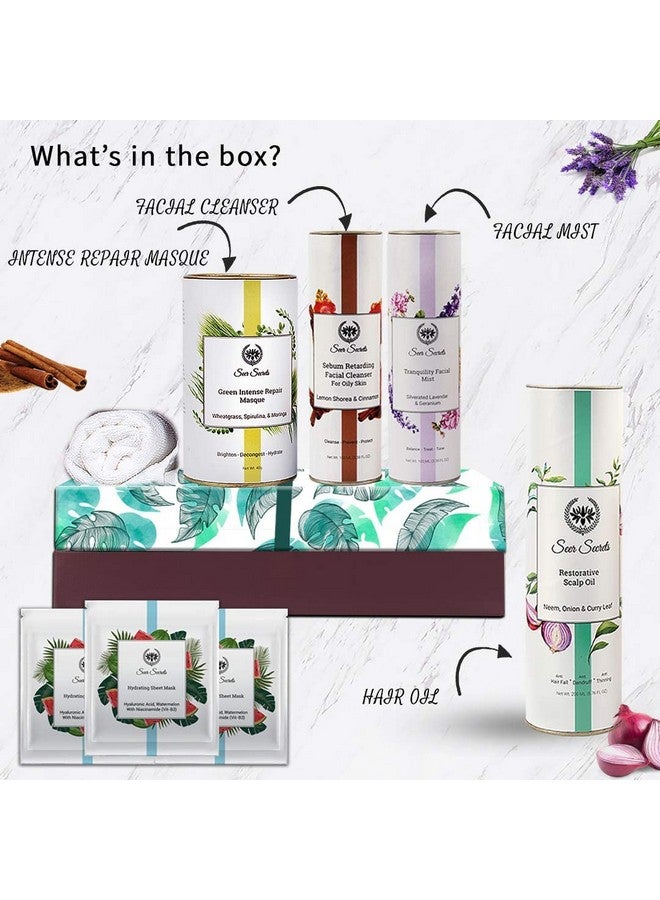 Seer Secrets Premium Beauty Gift Hamper Pack For Family, Friends & Employees with Facial Cleanser | Facial Mist | Scalp Oil | Hydrating Sheet Mask | Repair Masque)| Suitable For All Types Of Skin - Image 3