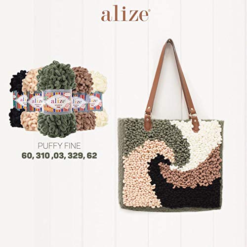 Alize Puffy Fine Yarn Baby Blanket Yarn Lot of 3skn 300gr 48yds 100% Micropolyester Soft Yarn Hand Knitting Yarn Super Chunky Bulky Woven Worested Yarn (60) - Image 3