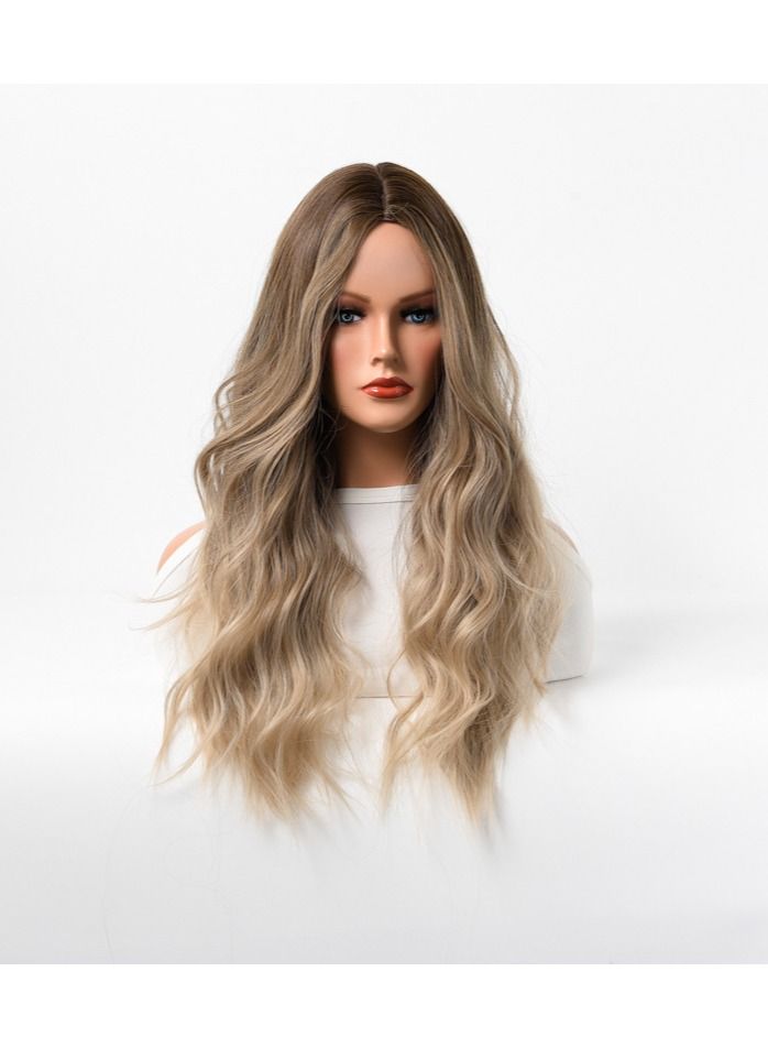 إستيل شعر مستعار نسائي طويل مجعد شعر مموج كبير متوسط ​​طويل غطاء رأس كامل أشقر ذهبي - Image 1