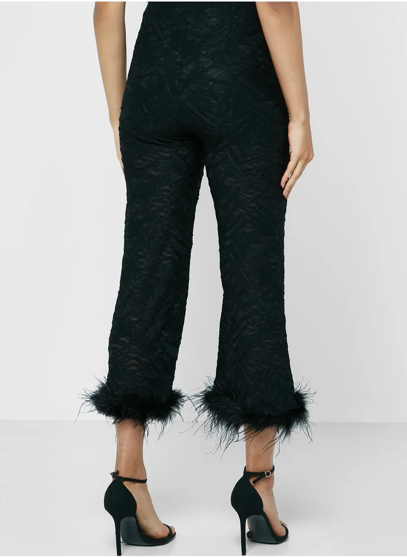 Amy Lynn Fringe Hem Printed Pants