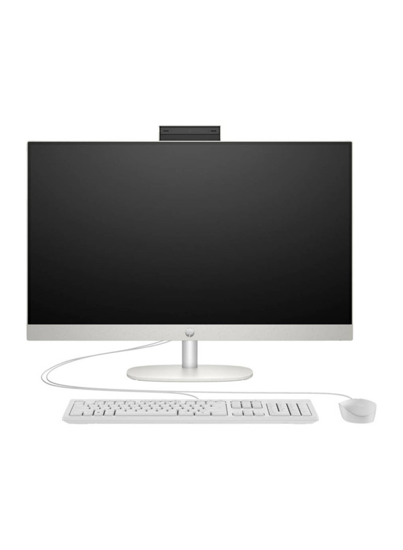 HP 27-cr0148nh All-in-One Desktop, 27" FHD IPS Display, Intel Core i7-1355U, 8GB RAM, 512GB SSD, Intel Iris Xe Graphics, HP 125 USB White Wired English Keyboard & Mouse, FreeDos, A99BLEA White - Image 1