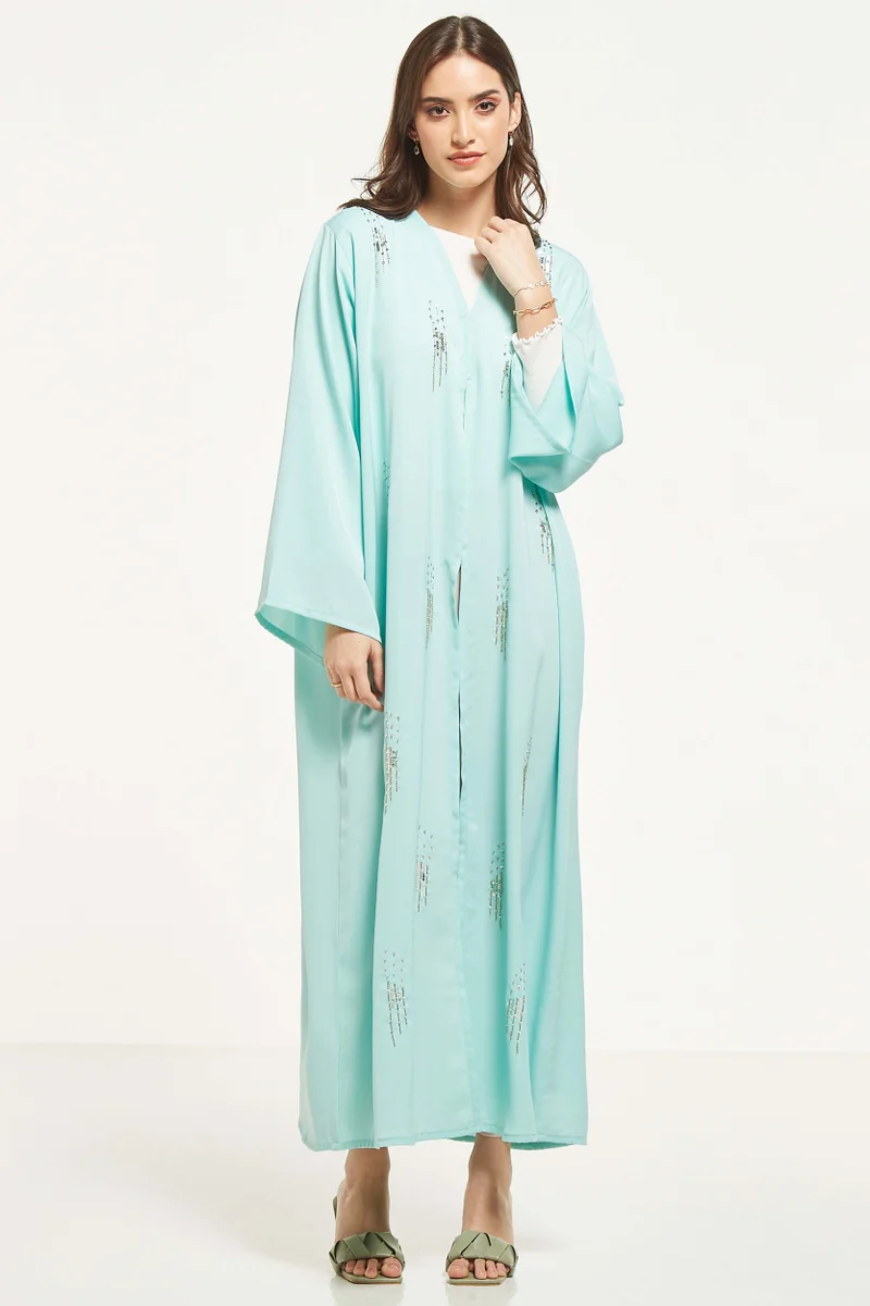 Moistreet Embellished Flared Sleeve Abaya