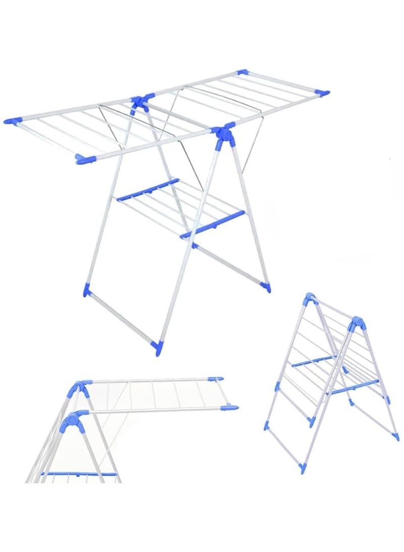 نيفيو منشر ملابس قابل للطي قوي التحمل – بتصميم أجنحة قابلة للتعديل | منشر غسيل متنقل للاستخدام الداخلي والخارجي لتجفيف الملابس والمناشف والمفارش | موفر للمساحة وسهل التخزين - Image 1