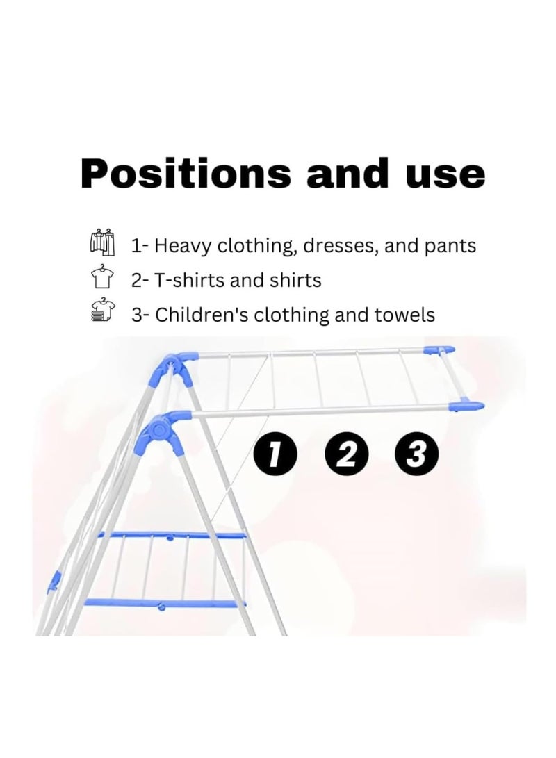 نيفيو منشر ملابس قابل للطي قوي التحمل – بتصميم أجنحة قابلة للتعديل | منشر غسيل متنقل للاستخدام الداخلي والخارجي لتجفيف الملابس والمناشف والمفارش | موفر للمساحة وسهل التخزين - Image 3