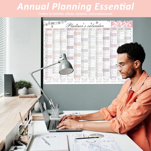 OFIFO® 2026 Wall Calendar Sticker 29 x 20 Inch, Self Adhesive Planning Poster, 12 Month Daily Schedule Year Organizer For Home Office Study - Image 5