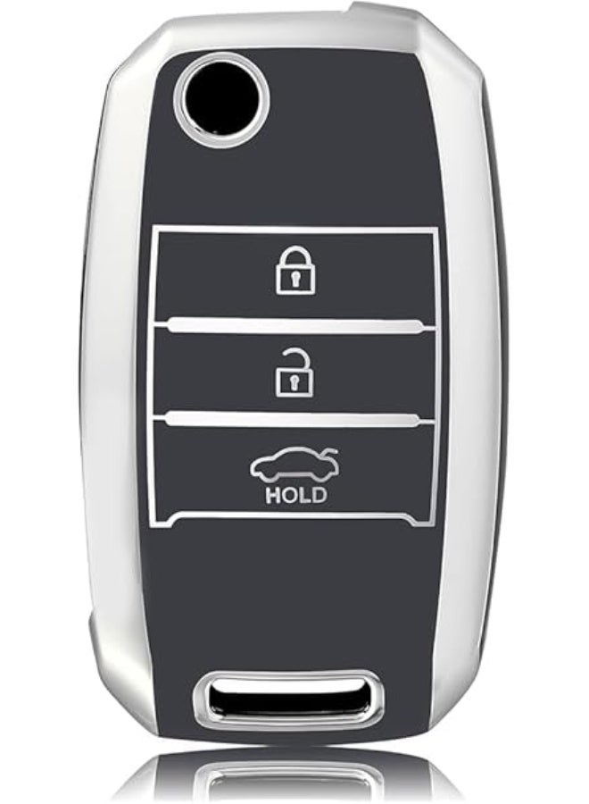 UShop U-Shop car key cover with 3 buttons, suitable for Kia Sportage, Rio, Sorento, Carens, Optima, Soul, Picanto, Forte, Cerato, Ceed, Venga, Cadenza, Carnival, K3, and K5. - Image 1