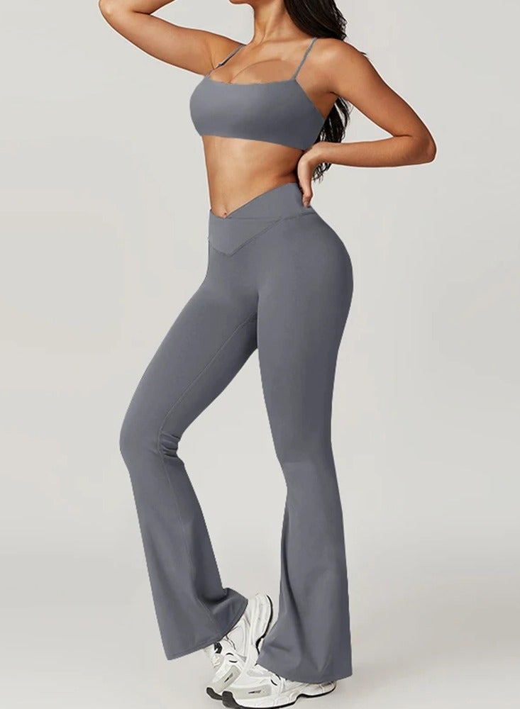 general 2 Piece Yoga Set Gym Sportswear Women Workout Clothing Sport Bra Push Up Flared Leggings Fitness Suits  - Image 2