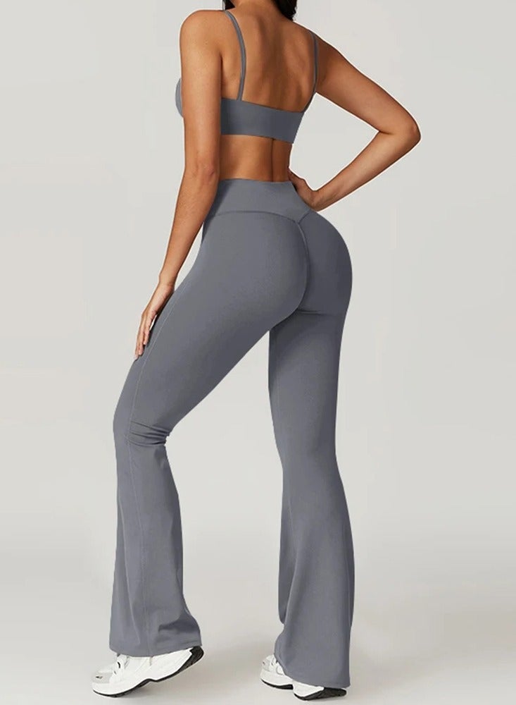 general 2 Piece Yoga Set Gym Sportswear Women Workout Clothing Sport Bra Push Up Flared Leggings Fitness Suits  - Image 3