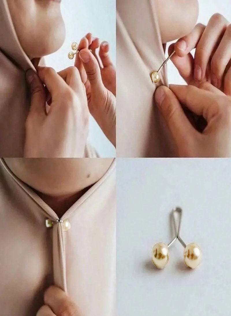 AEENAA 12 Pcs Hijab Pins Set with 2 Colors, Pearl Head Safety Pins for Scarf and Shawl, Non-Snag Magnetic Style Hijab Clips for Women - Image 3