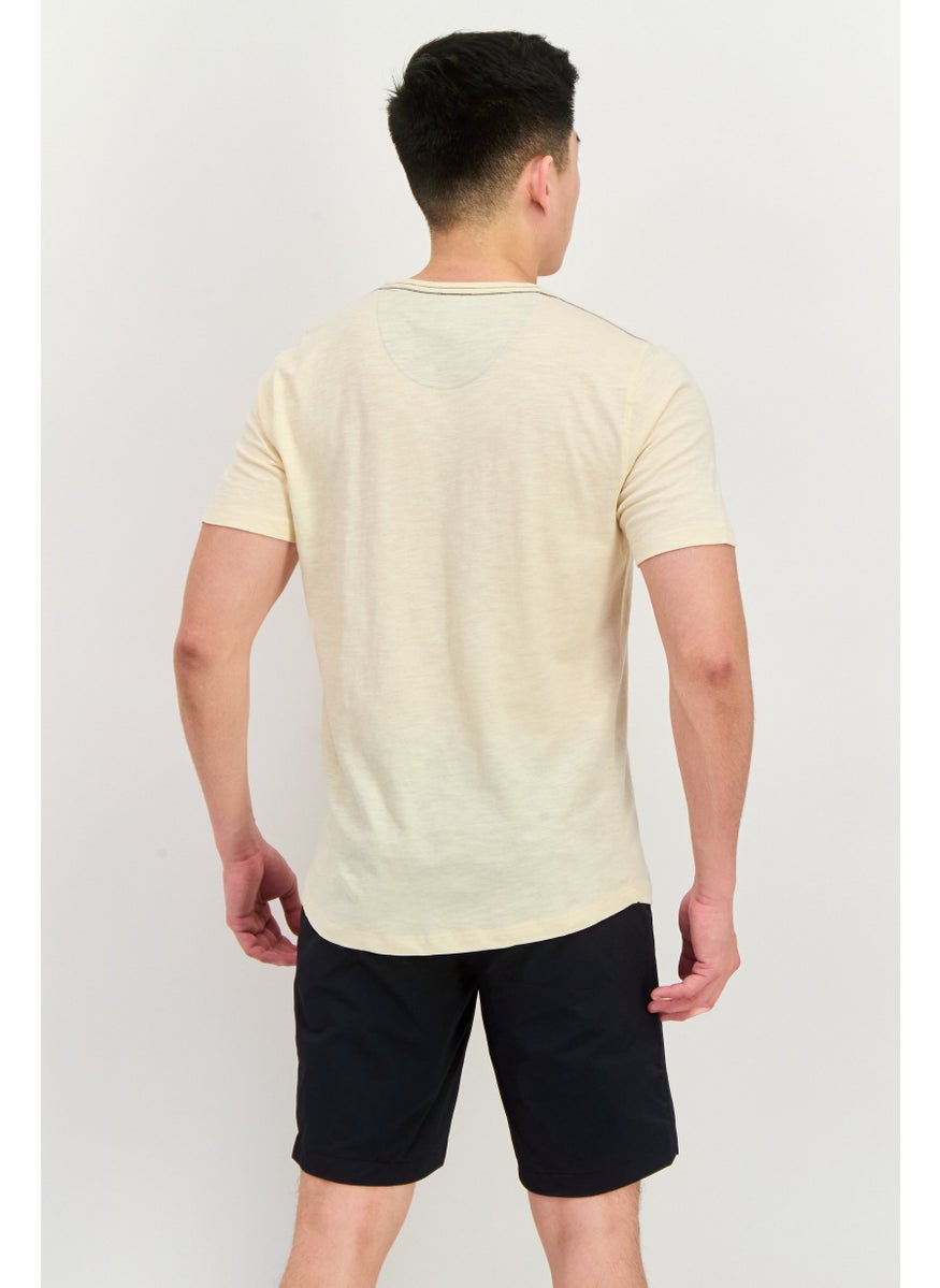 Project Essentials - Men Round Neck Short Sleeve Plain T-Shirt, Beige - Image 1