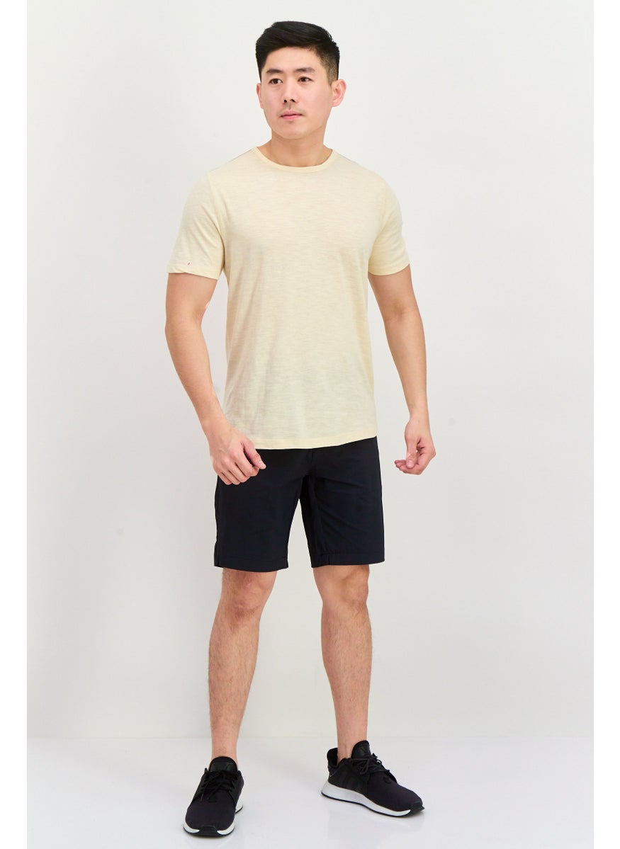 Project Essentials - Men Round Neck Short Sleeve Plain T-Shirt, Beige - Image 1