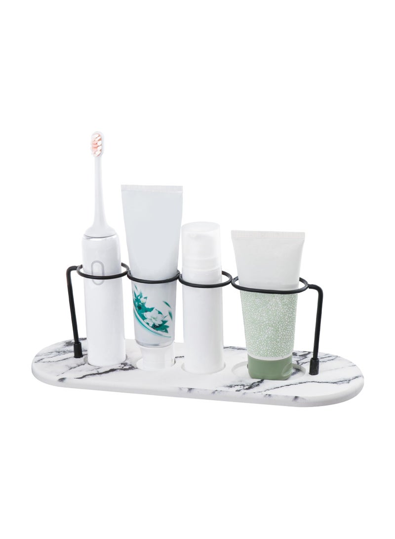 KASTWAVE Diatomite Toothbrush Countertop Holder, Instant Dry Sink Organizer, Water Absorbing Stone Electric Toothbrush Holder Organizer, Storage Rack for Toothcup Shaver Soap for Bathroom Sink Counter - Image 1