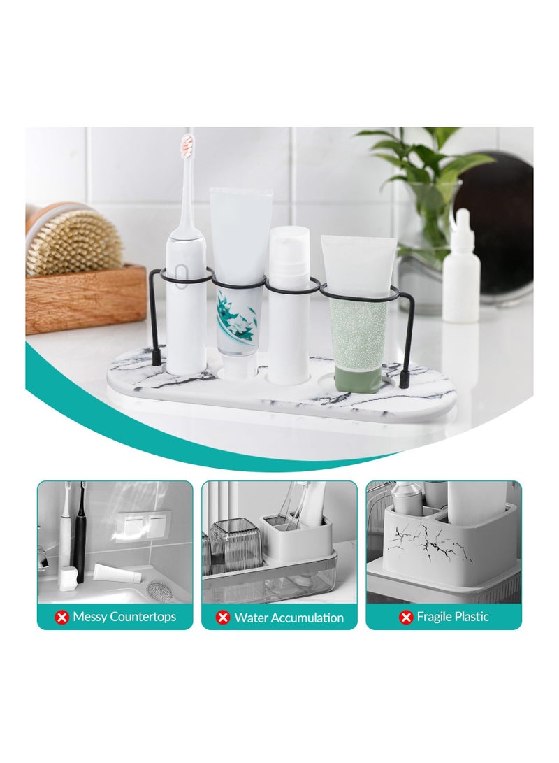 KASTWAVE Diatomite Toothbrush Countertop Holder, Instant Dry Sink Organizer, Water Absorbing Stone Electric Toothbrush Holder Organizer, Storage Rack for Toothcup Shaver Soap for Bathroom Sink Counter - Image 3