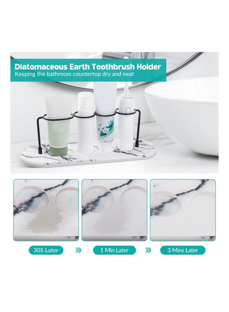 KASTWAVE Diatomite Toothbrush Countertop Holder, Instant Dry Sink Organizer, Water Absorbing Stone Electric Toothbrush Holder Organizer, Storage Rack for Toothcup Shaver Soap for Bathroom Sink Counter - Image 2