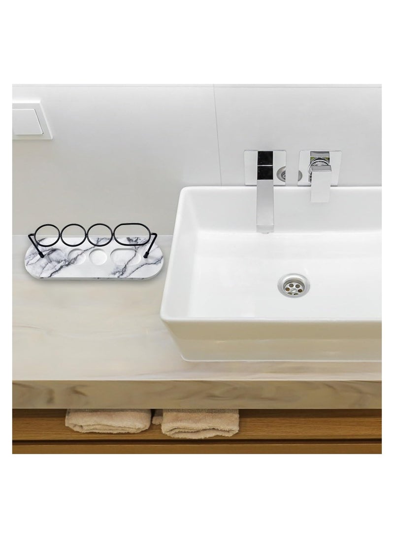 KASTWAVE Diatomite Toothbrush Countertop Holder, Instant Dry Sink Organizer, Water Absorbing Stone Electric Toothbrush Holder Organizer, Storage Rack for Toothcup Shaver Soap for Bathroom Sink Counter - Image 5