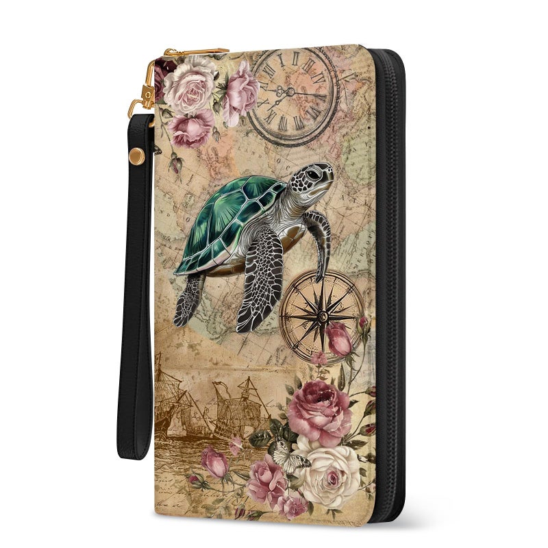 Vorruil Sea Turtles Womens Wallet, Ocean Wristlet RFID Blocking Wallets for Women, Ladies Purse with Zip Around Credit Card Holder and 10 Card Slots & ID Window, Travel Large Capacity Women's Clutch Organizer - Image 1