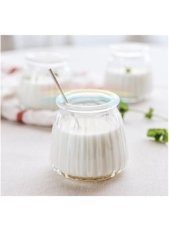 FUFU FUFU 4oz Glass Jars with PE Lids 12 Pack Mini Pudding Jars Clear Yogurt Jars Glass Favor Jars Containers for Spice, Jam, honey, Mousse, Wedding Favors, Shower Favors, DIY and Art  - Image 4