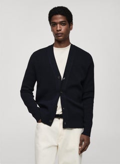 Mango Man Knitted Button Long Sleebed Cardigan  - Image 1