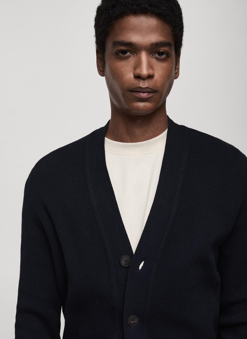 Mango Man Knitted Button Long Sleebed Cardigan  - Image 4