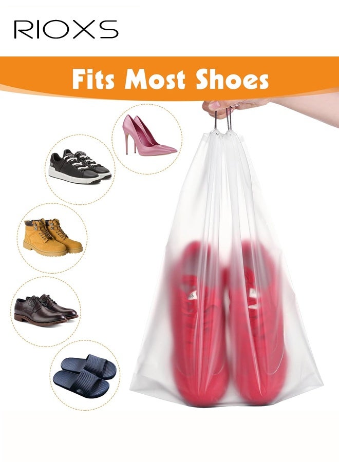 RIOXS 25 Pack Clear Shoe Bags, 30cm x 40cm, Portable Travel Storage Bags for Storage and Packing, Waterproof Dustproof Drawstring Shoe Bag for Traveling, Travel Essentials for Men and Women - Image 4
