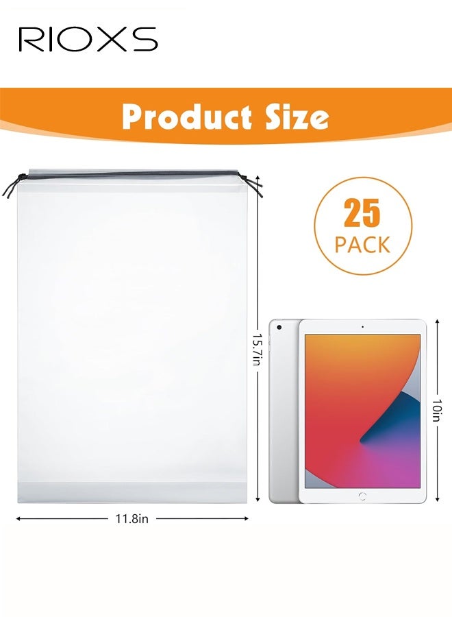 RIOXS 25 Pack Clear Shoe Bags, 30cm x 40cm, Portable Travel Storage Bags for Storage and Packing, Waterproof Dustproof Drawstring Shoe Bag for Traveling, Travel Essentials for Men and Women - Image 2